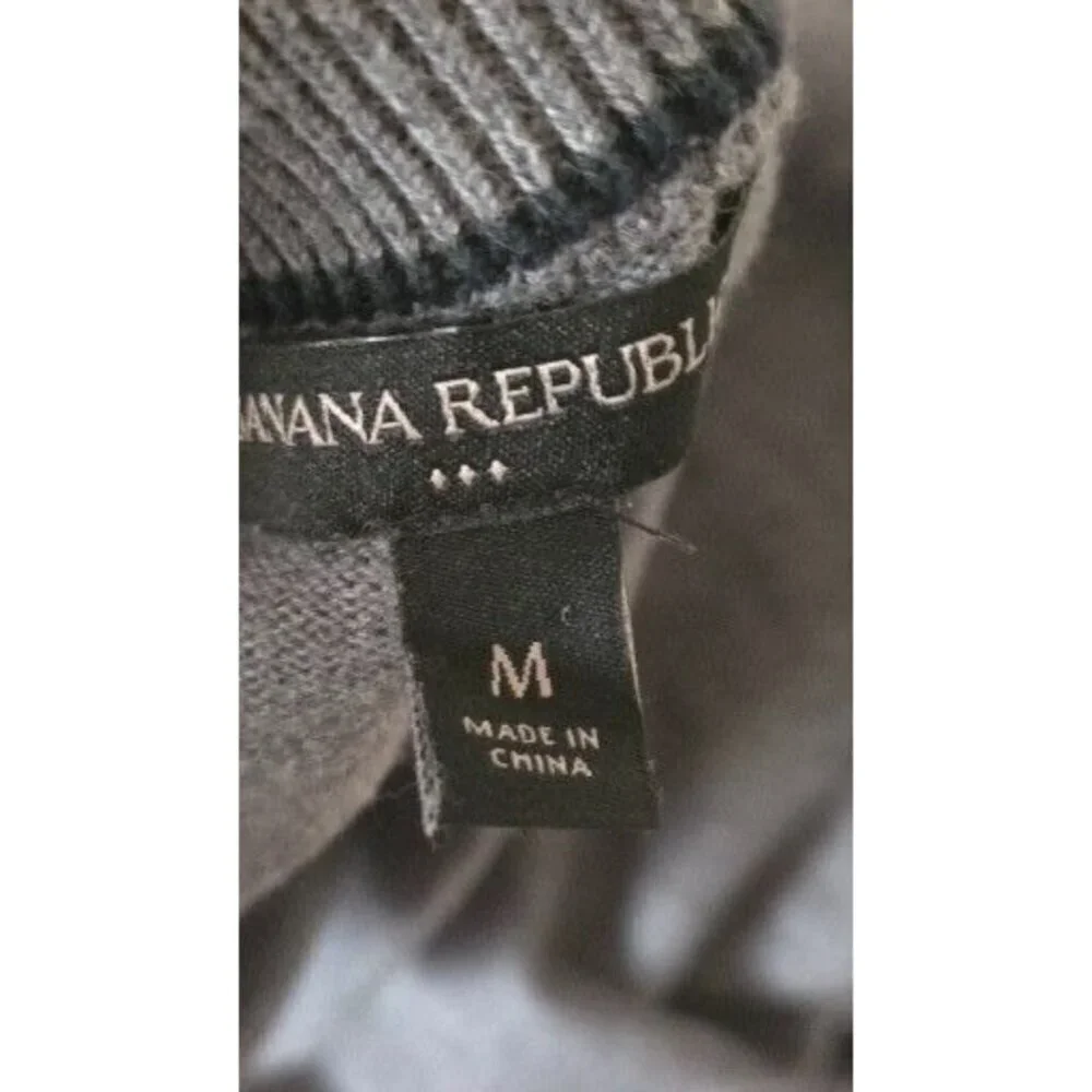 Banana Republic Men Sweater Gray Cotton Long Sleeve Shawl Neck Pullover Size M